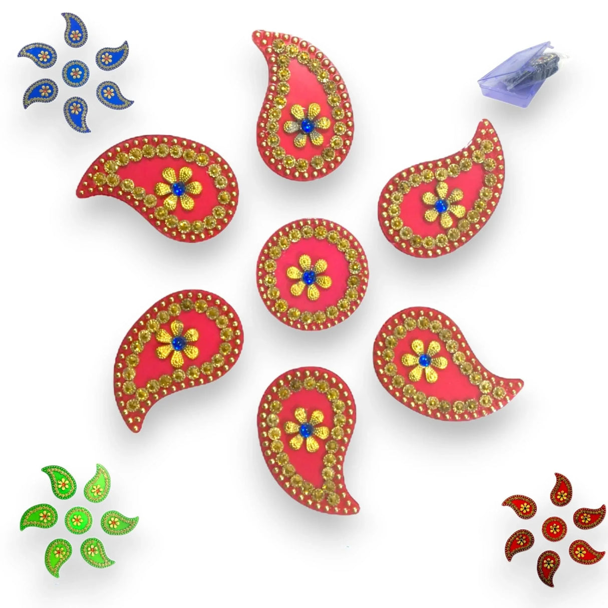 Diya Floor Rangoli Indian Traditional Handmade Reusable Acrylic Diya Rangoli Diwali Navratri Home Temple Decor Deepawali Wedding Housewarming Gift Floor Table Decoration (6.5 Inches) - LoveNspire