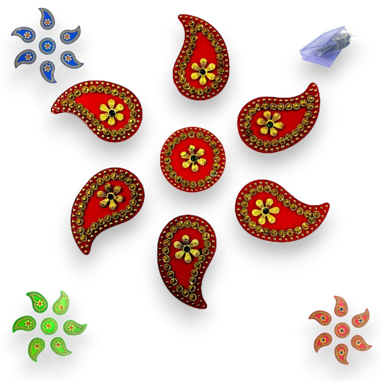 Diya Floor Rangoli Indian Traditional Handmade Reusable Acrylic Diya Rangoli Diwali Navratri Home Temple Decor Deepawali Wedding Housewarming Gift Floor Table Decoration (6.5 Inches) - LoveNspire