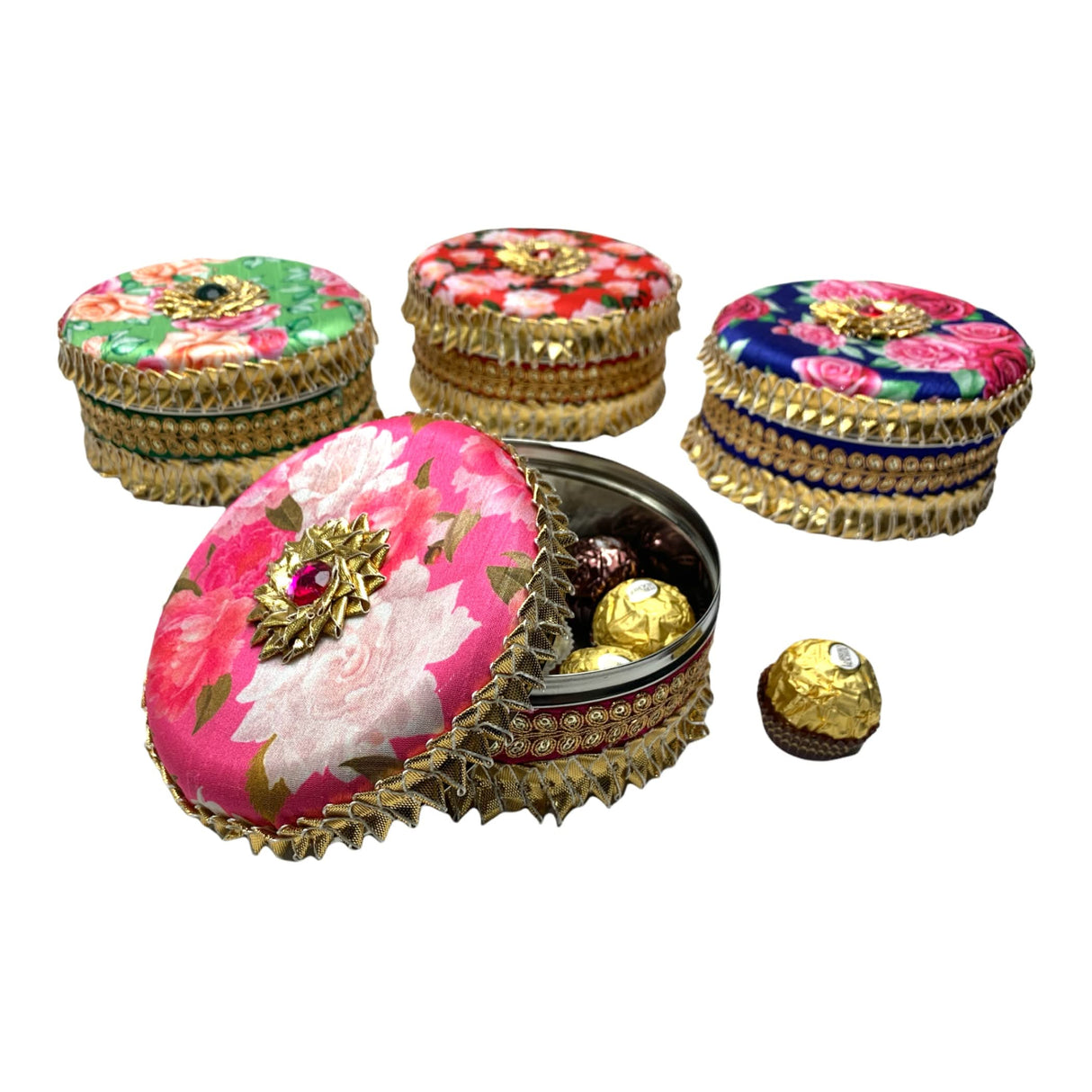 Decorative Gotta Steel Ladoo Box Designer Sweet Box Indian Wedding Housewarming Shagun Gift Festival Pooja Favor Return Gift for Friends Family Guest Bridesmaid - LoveNspire