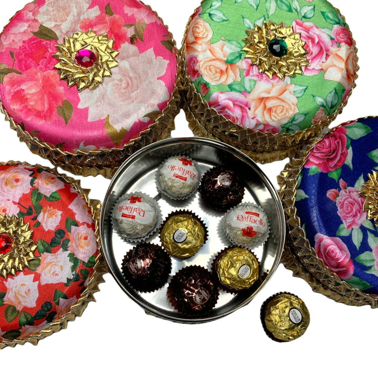 Decorative Gotta Steel Ladoo Box Designer Sweet Box Indian Wedding Housewarming Shagun Gift Festival Pooja Favor Return Gift for Friends Family Guest Bridesmaid - LoveNspire