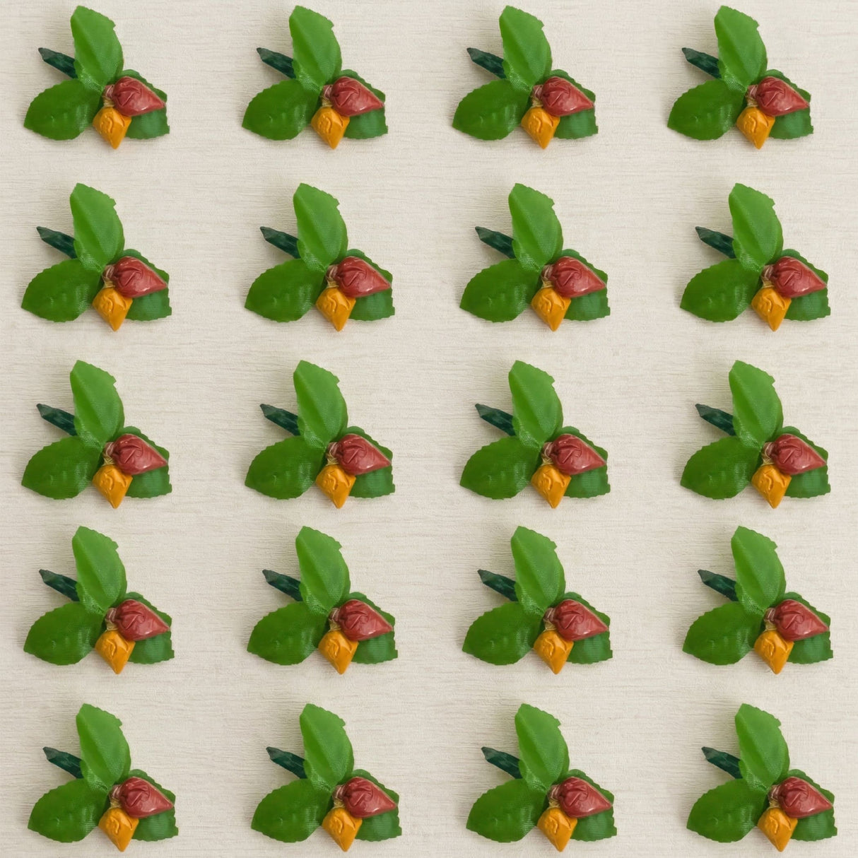 Green and red plastic fruit shaped decorative clips for haldi kumkum bulk strawberry style mini packs set