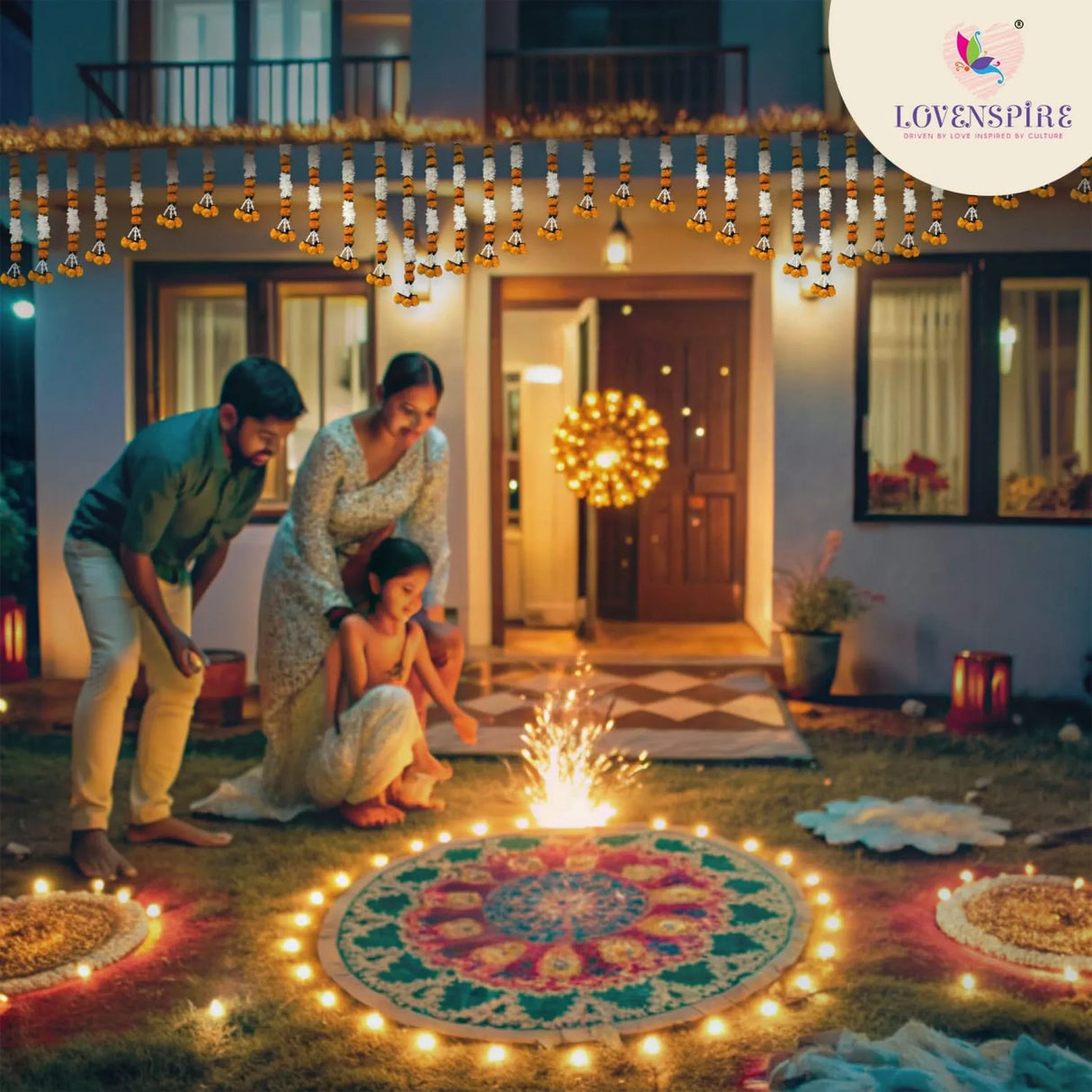 2 Strings Jasmine Marigold Garland for Decoration Artificial Marigold Flowers Puja Decorations Indian Décor for Pooja, Wedding, Events, Diwali, Halloween Decor (mango Color) - LoveNspire