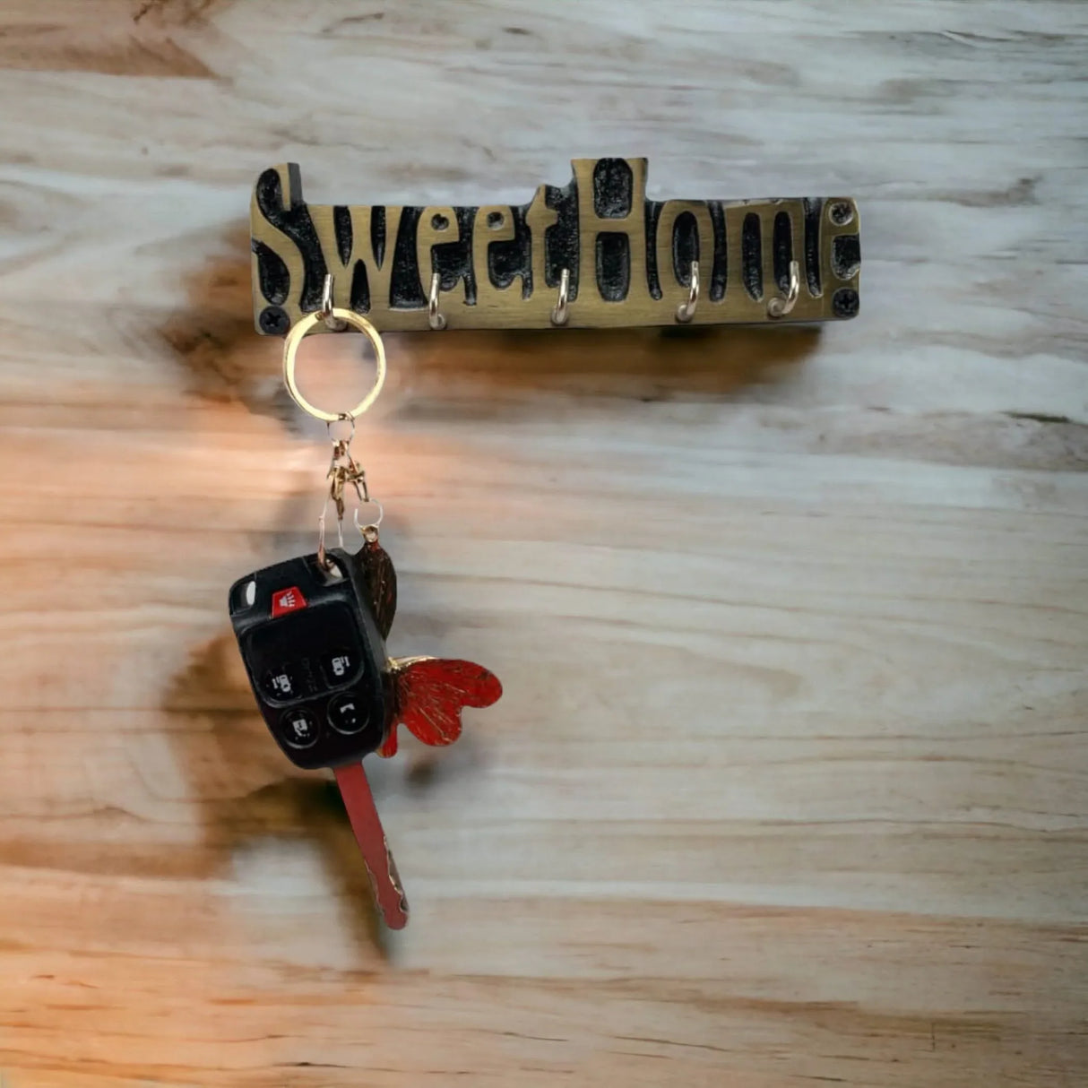 Handmade Wooden Key Holder Sweet Home Keyring Holder with 5 Hooks Leash Holder Pill Wall Rack Jewelry Purse Organiser - Key Holder for Friendship Day Housewarming Christmas Thanksgiving - LoveNspire