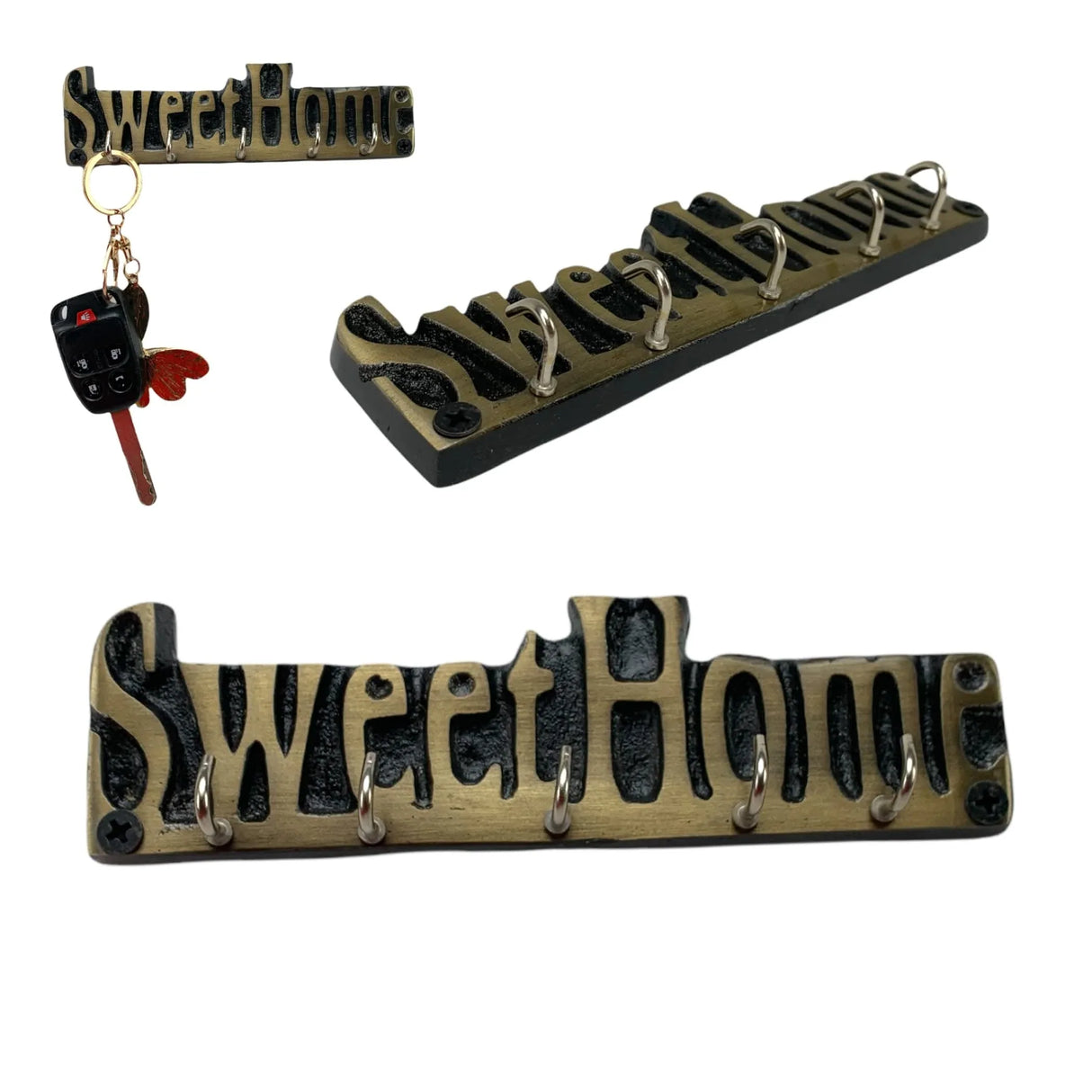 Handmade Wooden Key Holder Sweet Home Keyring Holder with 5 Hooks Leash Holder Pill Wall Rack Jewelry Purse Organiser - Key Holder for Friendship Day Housewarming Christmas Thanksgiving - LoveNspire