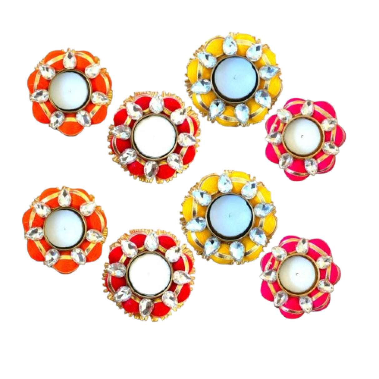 Colorful jeweled Indian tea light candle holders for elegant home and festive decor