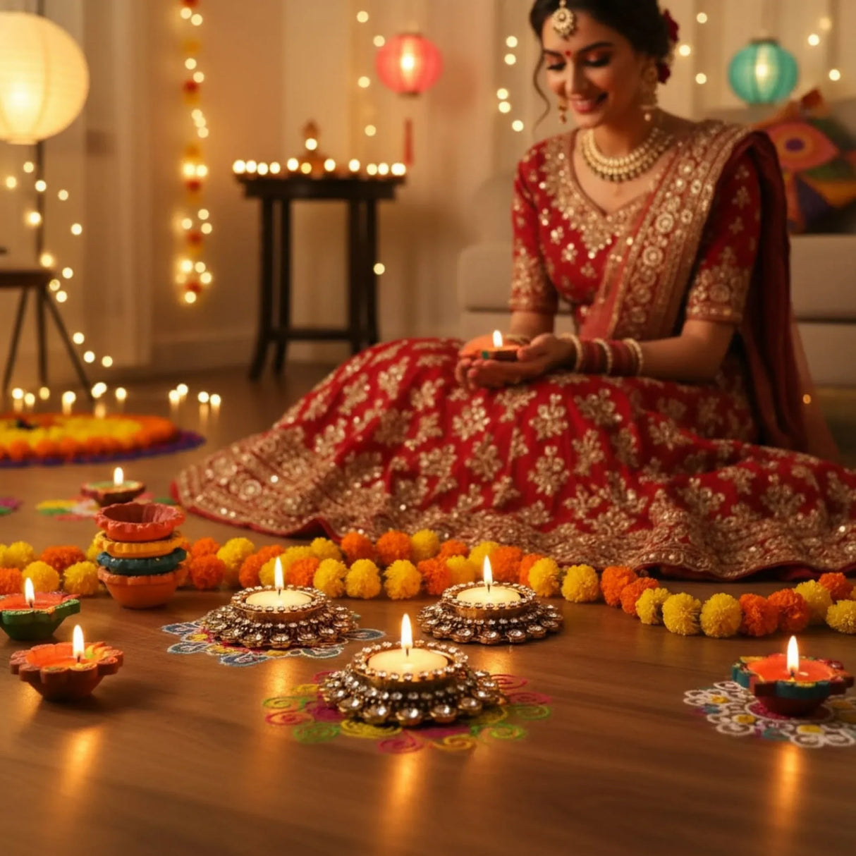 Tealight Candle Holder Festival of Light Decorative T-light Holder for Diwali Navratri Christmas Hanukkah Thanksgiving Housewarming Gift Candle Stand for Centerpiece Dining Table Home Decor - LoveNspire