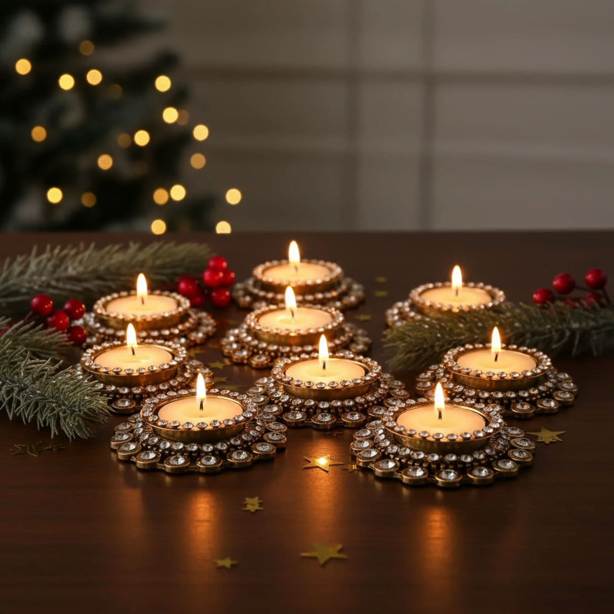 Tealight Candle Holder Festival of Light Decorative T-light Holder for Diwali Navratri Christmas Hanukkah Thanksgiving Housewarming Gift Candle Stand for Centerpiece Dining Table Home Decor - LoveNspire
