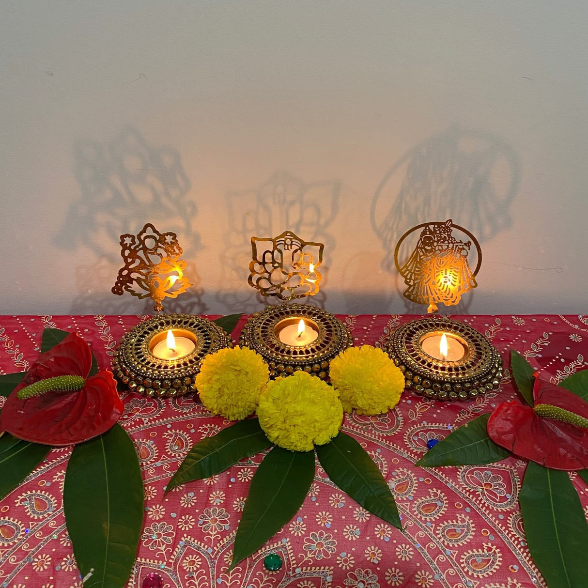 Tealight Candle Holder Festival of Light Decorative T-light Holder for Diwali Christmas Hanukkah Thanksgiving Gift Ghungroo Shadow Candle Holder for Centerpiece Dining Table Home Decor - LoveNspire