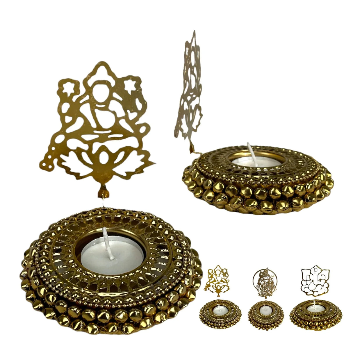 Tealight Candle Holder Festival of Light Decorative T-light Holder for Diwali Christmas Hanukkah Thanksgiving Gift Ghungroo Shadow Candle Holder for Centerpiece Dining Table Home Decor - LoveNspire