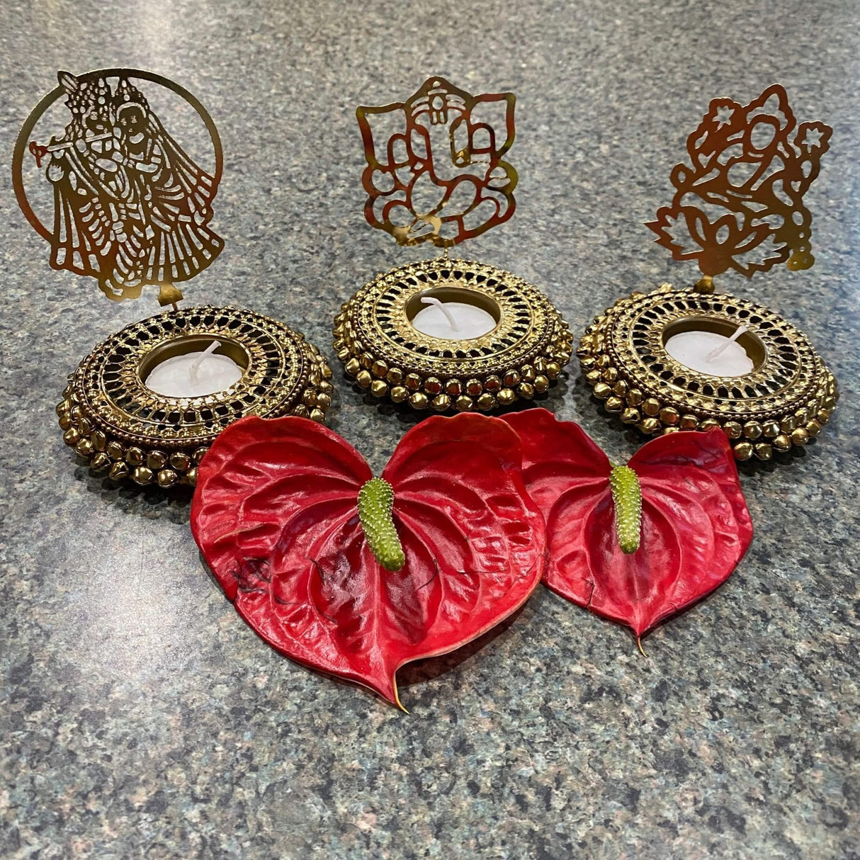 Tealight Candle Holder Festival of Light Decorative T-light Holder for Diwali Christmas Hanukkah Thanksgiving Gift Ghungroo Shadow Candle Holder for Centerpiece Dining Table Home Decor - LoveNspire