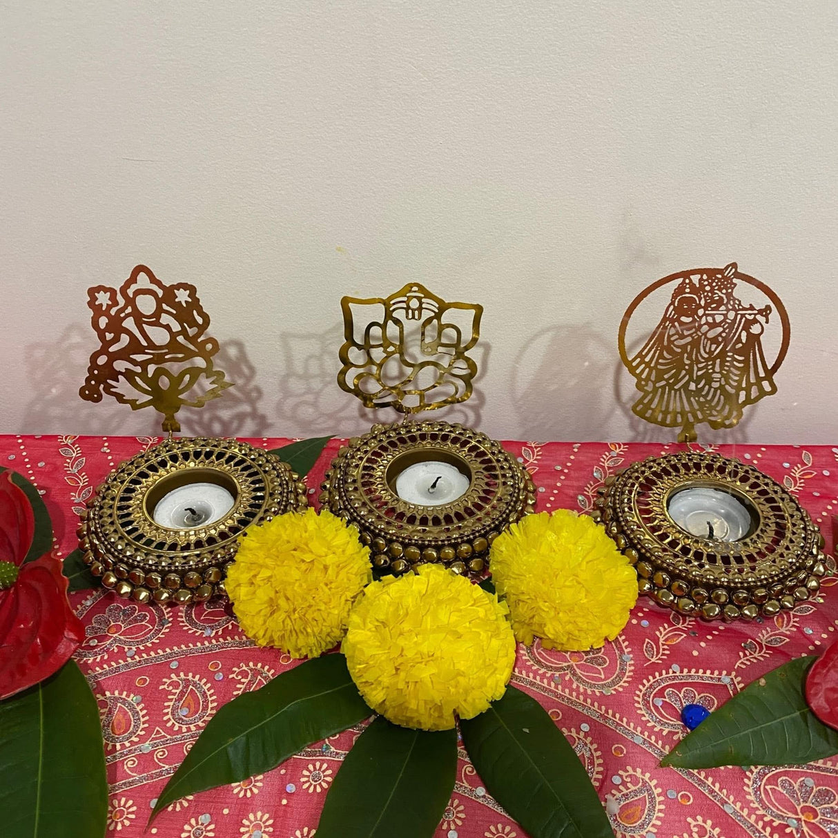 Tealight Candle Holder Festival of Light Decorative T-light Holder for Diwali Christmas Hanukkah Thanksgiving Gift Ghungroo Shadow Candle Holder for Centerpiece Dining Table Home Decor - LoveNspire