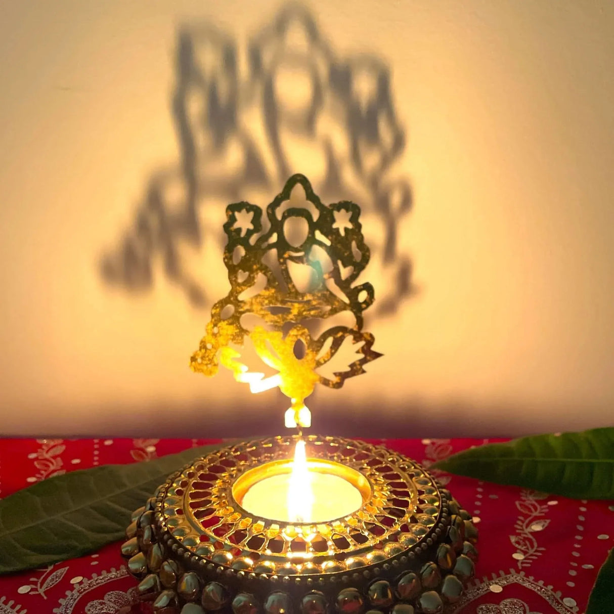Tealight Candle Holder Festival of Light Decorative T-light Holder for Diwali Christmas Hanukkah Thanksgiving Gift Ghungroo Shadow Candle Holder for Centerpiece Dining Table Home Decor - LoveNspire
