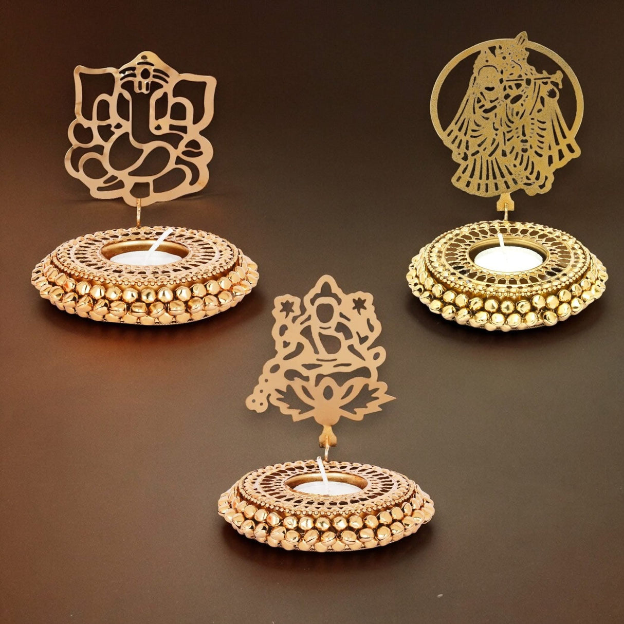 Tealight Candle Holder Festival of Light Decorative T-light Holder for Diwali Christmas Hanukkah Thanksgiving Gift Ghungroo Shadow Candle Holder for Centerpiece Dining Table Home Decor - LoveNspire