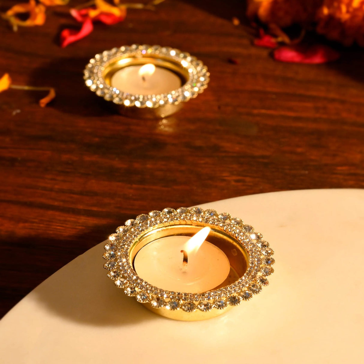 Tea Light Candle Holders Indian Decorative Candle Holder for Centerpiece Dining Table Office Home Temple Decor Housewarming Thanksgiving Gift Diwali Decoration Tealight Holder for Christmas - LoveNspire