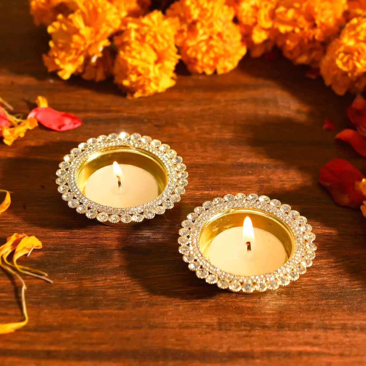 Tea Light Candle Holders Indian Decorative Candle Holder for Centerpiece Dining Table Office Home Temple Decor Housewarming Thanksgiving Gift Diwali Decoration Tealight Holder for Christmas - LoveNspire