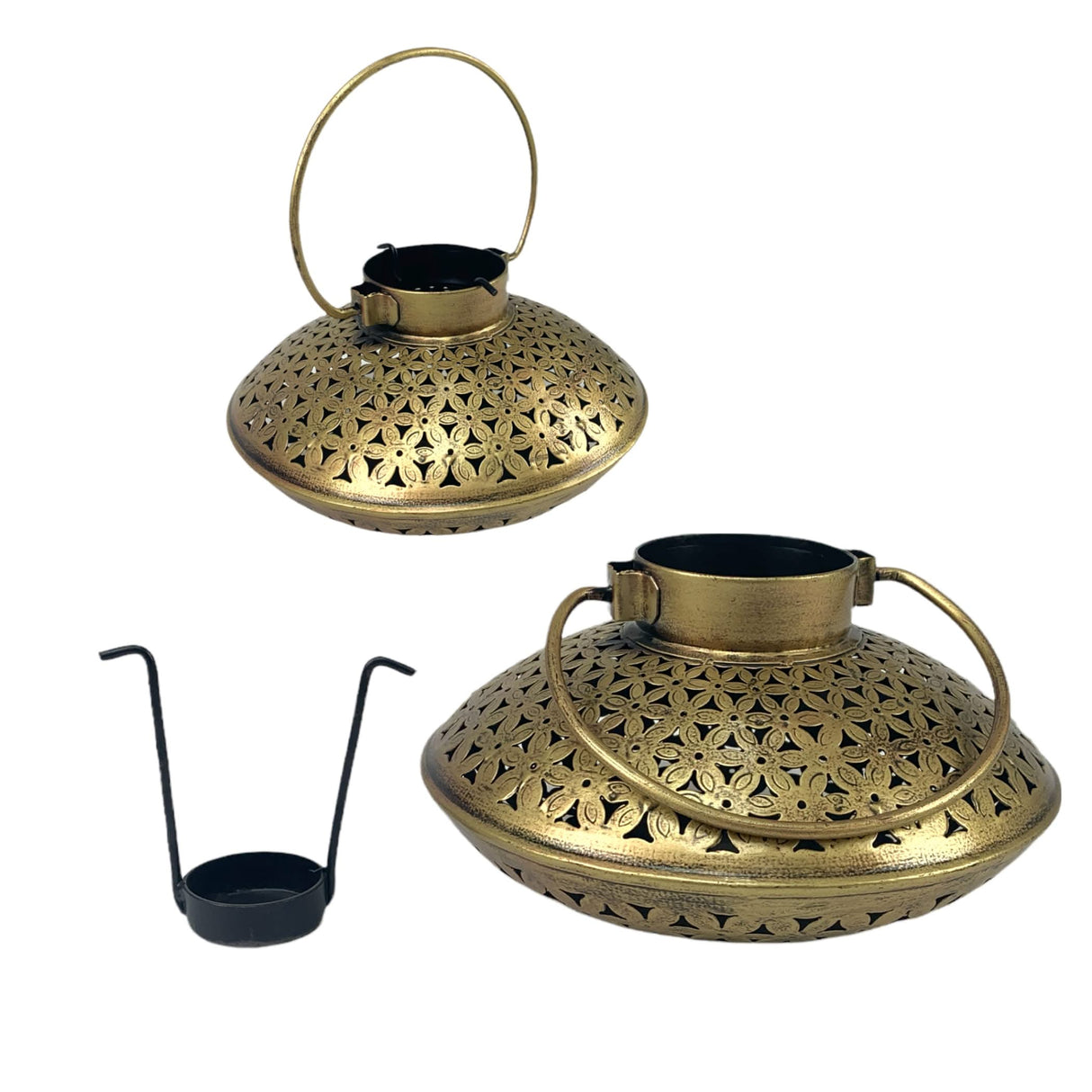 Tealight Candle Stand Gold Iron Incense Holder Antique Style Dhuni Holder Mess Free Cone Holder Housewarming Gift Dhoop Incense Holder for Home Office - LoveNspire