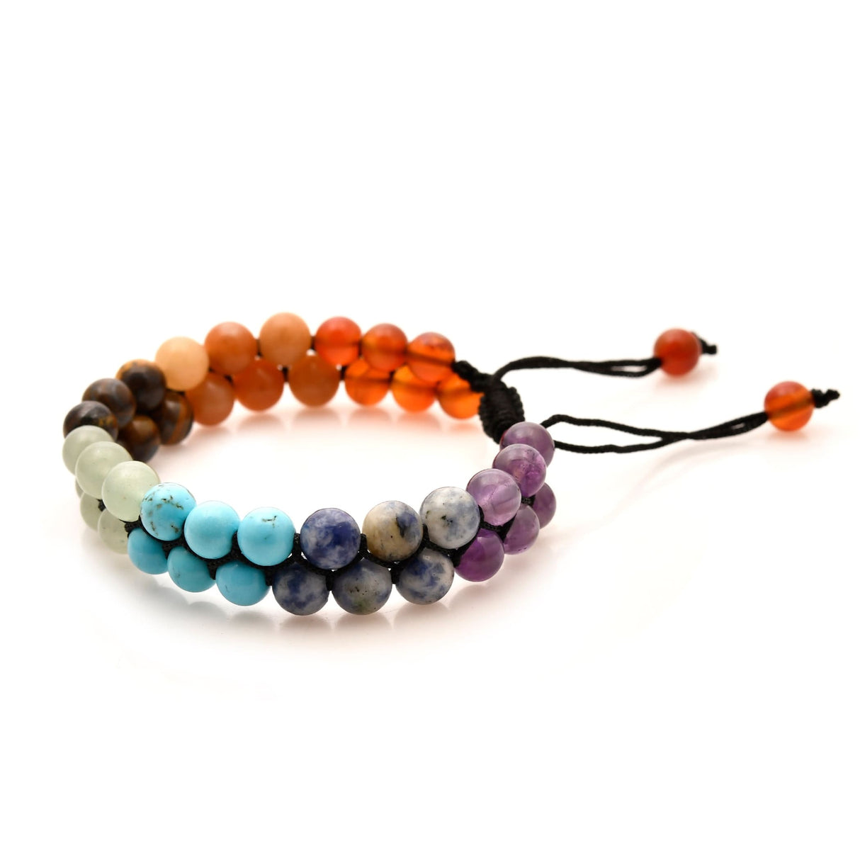 Colorful beaded bracelet with 8mm Tiger’s Eye crystals for meditation and healing