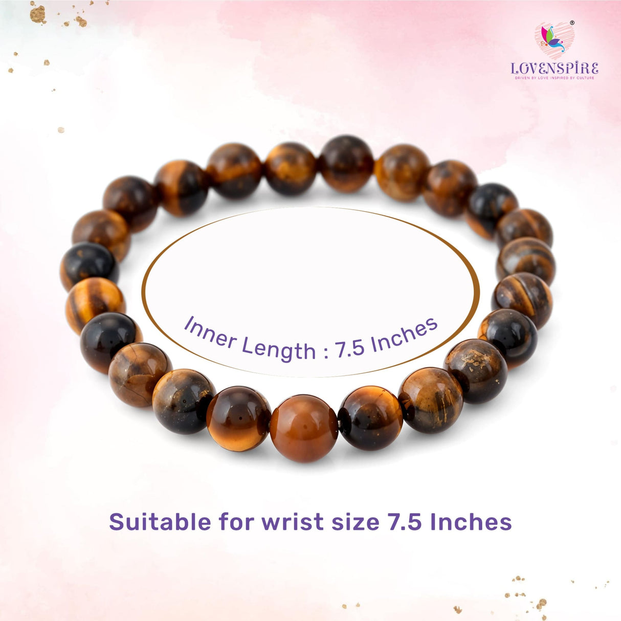 Tiger’s Eye beaded bracelet featuring 8mm round healing crystals for meditation and yoga