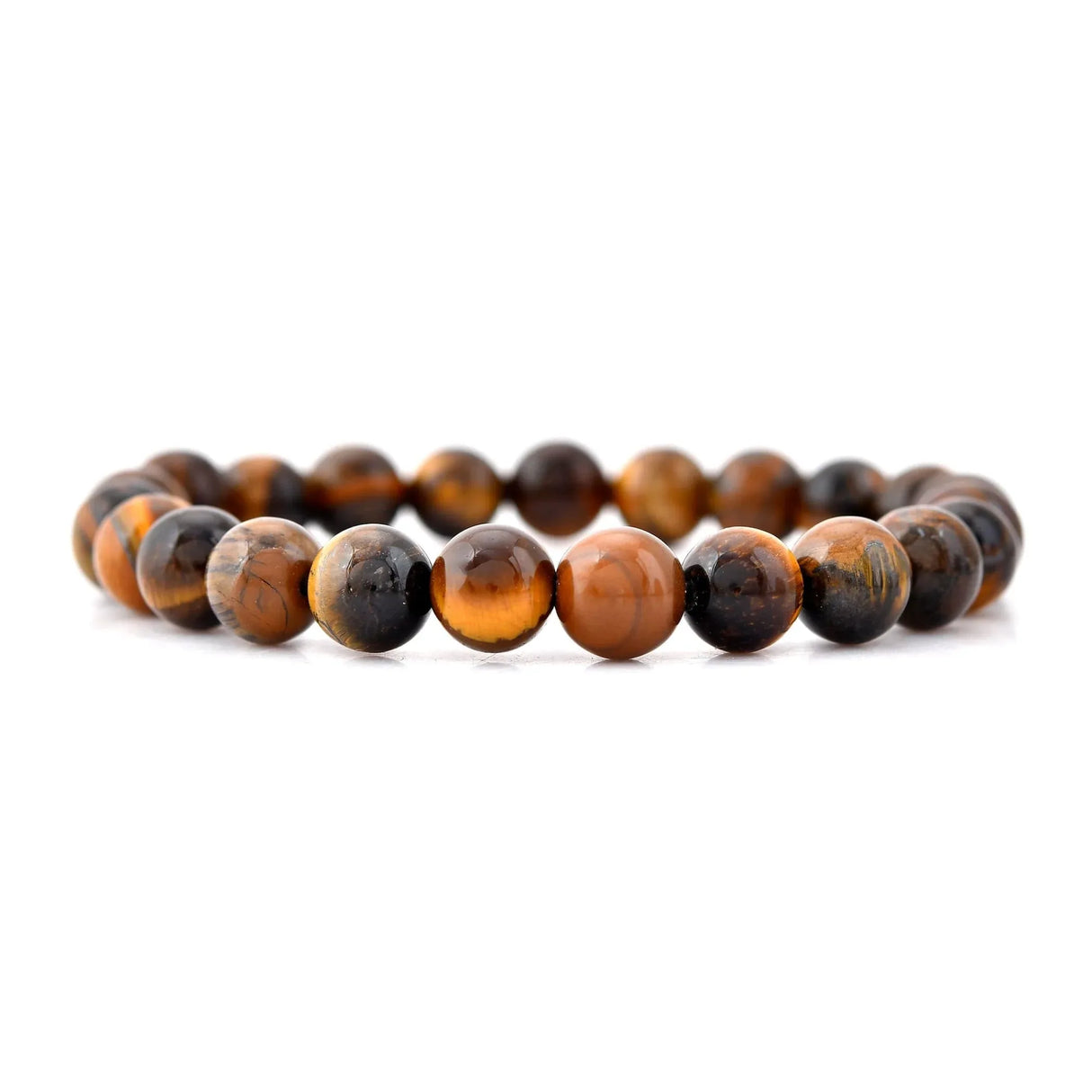 Tiger Eye Bracelet for Men Women Stretch Beaded Elastic Bracelet 8mm Round Beads Natural Stone Crystal Reiki Healing Gemstone - Handmade Natural Stone Bead Bracelet for Yoga Meditation - LoveNspire