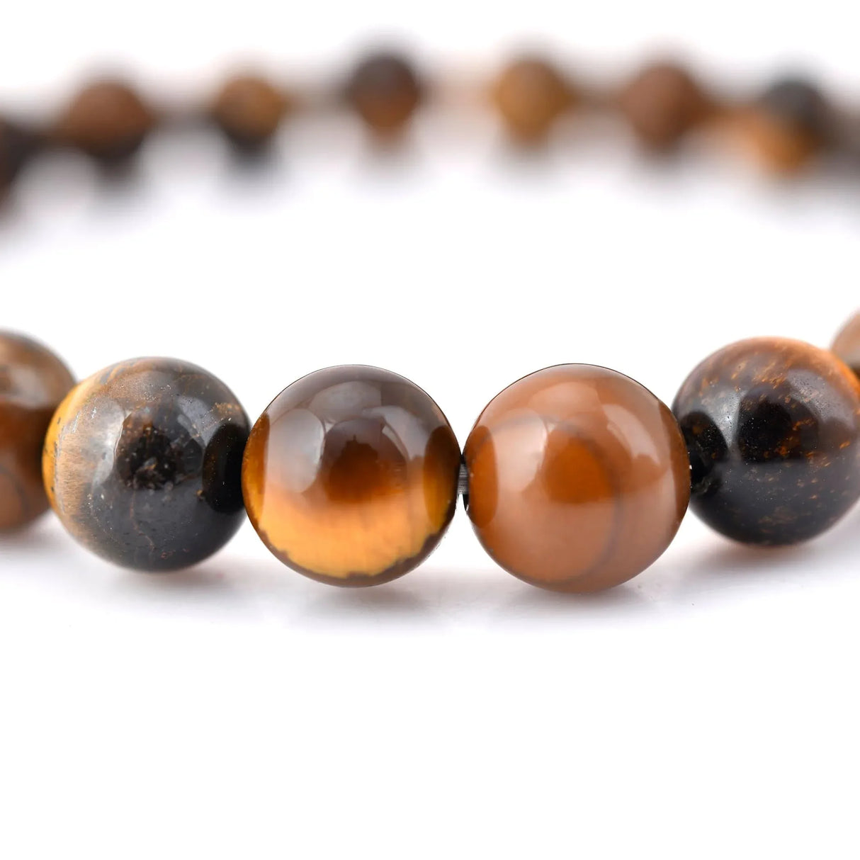 Tiger Eye Bracelet for Men Women Stretch Beaded Elastic Bracelet 8mm Round Beads Natural Stone Crystal Reiki Healing Gemstone - Handmade Natural Stone Bead Bracelet for Yoga Meditation - LoveNspire