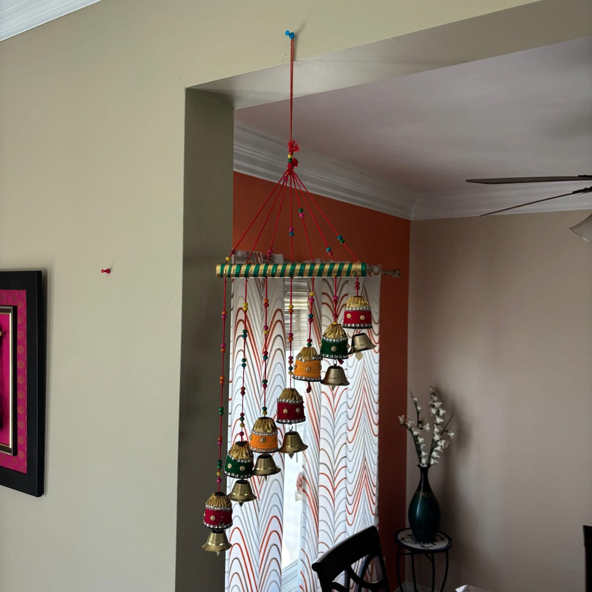 Indian Wind Chimes Colorful Bells Windchimes Jhoomar Rajasthani Hanging for Home Wall Temple Bedroom Outdoor Decor Decorative Accessories for Patio Porch Wedding Housewarming Gifts - LoveNspire