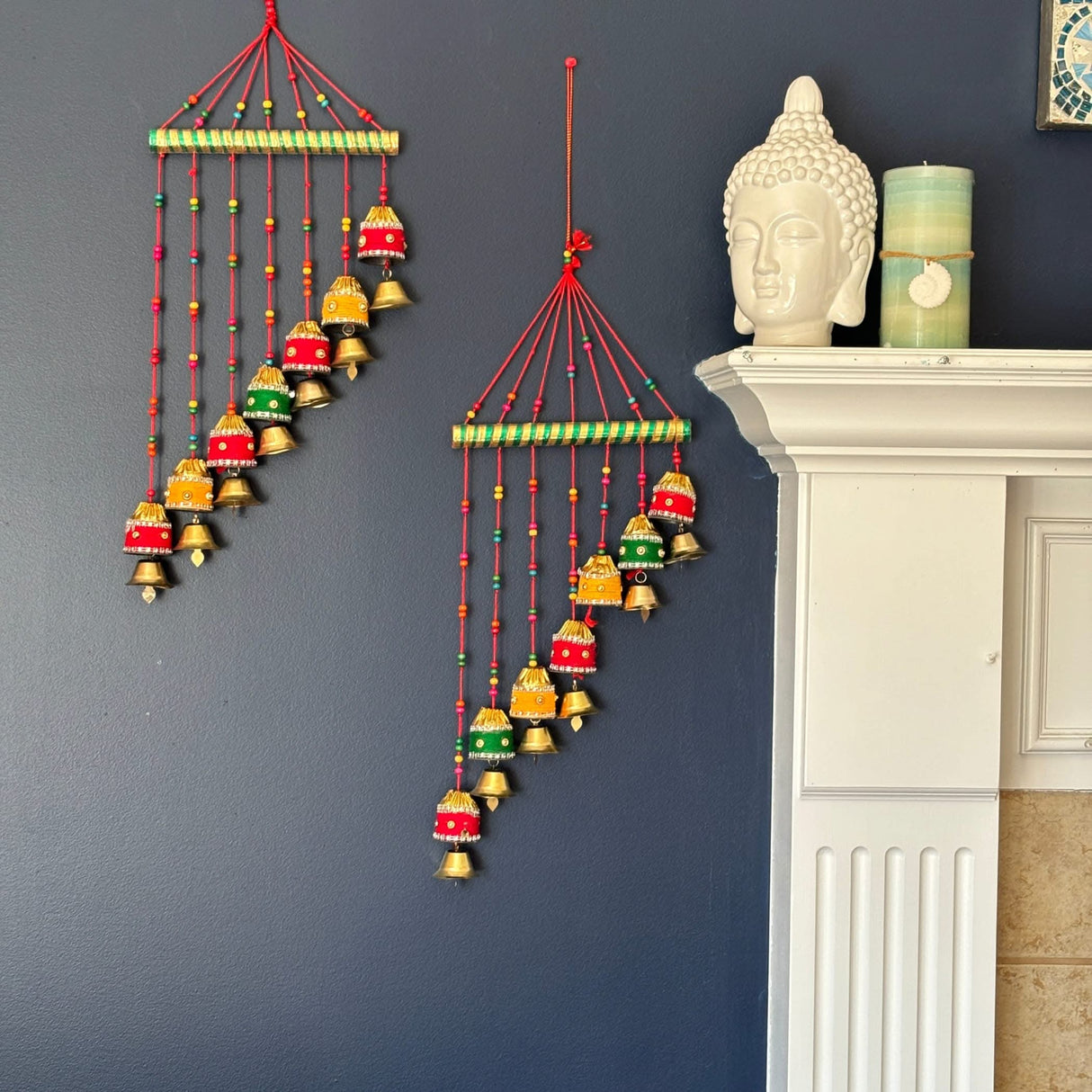 Indian Wind Chimes Colorful Bells Windchimes Jhoomar Rajasthani Hanging for Home Wall Temple Bedroom Outdoor Decor Decorative Accessories for Patio Porch Wedding Housewarming Gifts - LoveNspire
