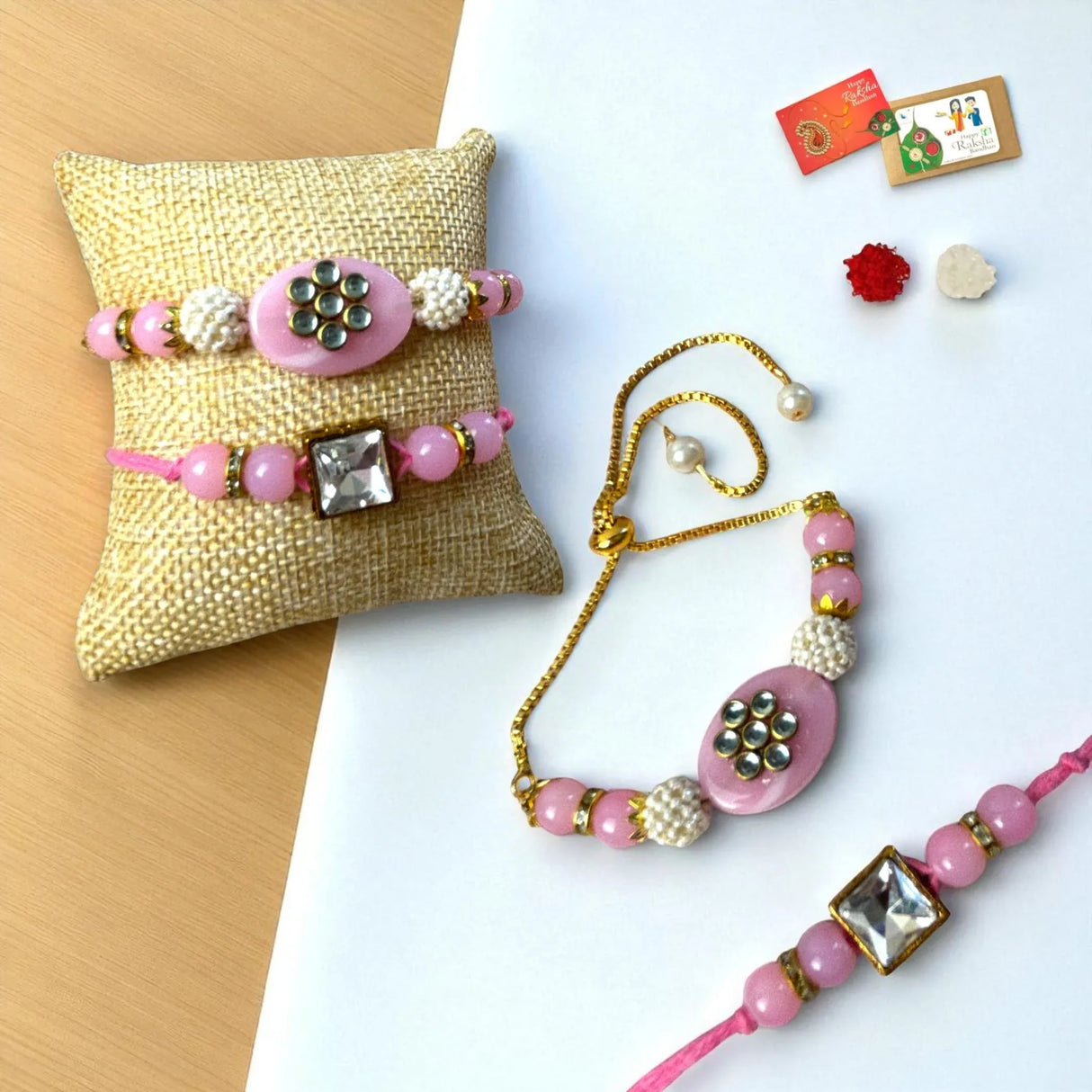 Rakhi for Brother and Bhabhi Traditional Lumba Designer Fancy Bracelet Couple Rakhi for Bhaiya Bhabhi Bhai Rakhi for Brother Gift Hamper Roli Chawal - LoveNspire