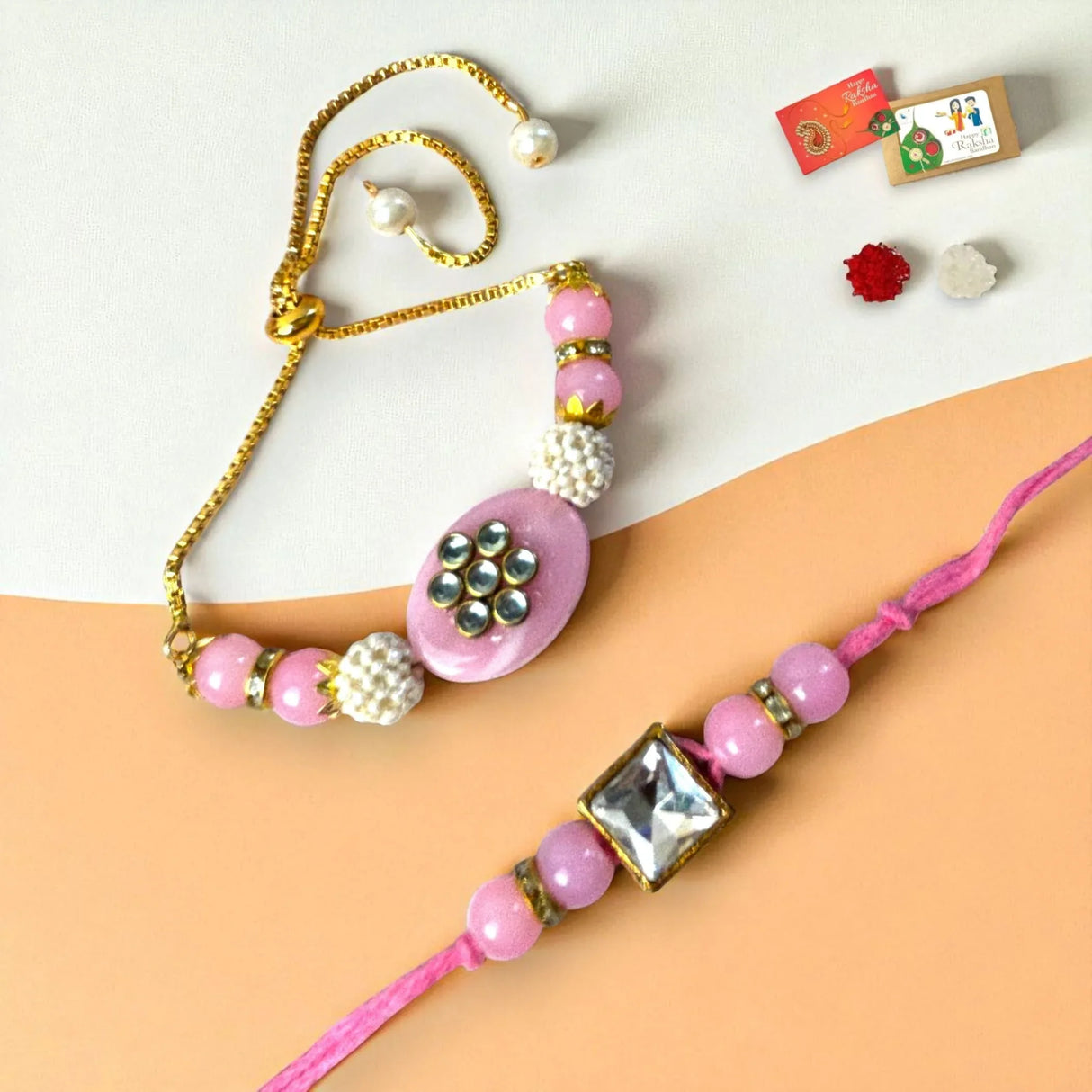 Rakhi for Brother and Bhabhi Traditional Lumba Designer Fancy Bracelet Couple Rakhi for Bhaiya Bhabhi Bhai Rakhi for Brother Gift Hamper Roli Chawal - LoveNspire