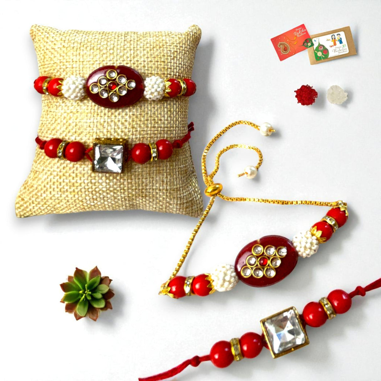 Rakhi for Brother and Bhabhi Traditional Lumba Designer Fancy Bracelet Couple Rakhi for Bhaiya Bhabhi Bhai Rakhi for Brother Gift Hamper Roli Chawal - LoveNspire