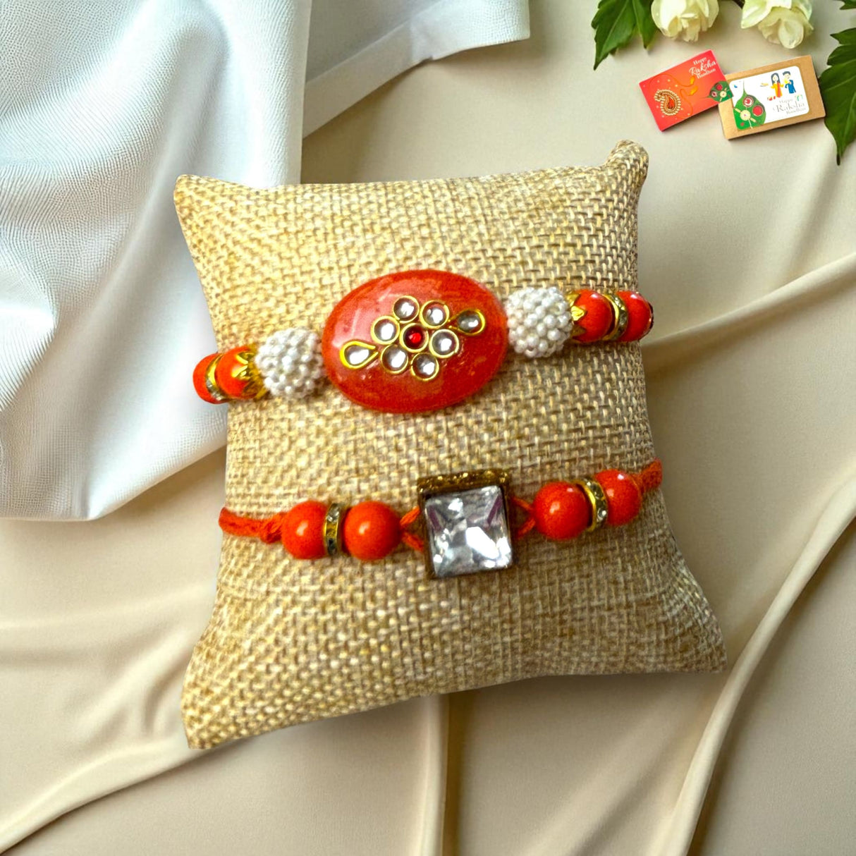 Rakhi for Brother and Bhabhi Traditional Lumba Designer Fancy Bracelet Couple Rakhi for Bhaiya Bhabhi Bhai Rakhi for Brother Gift Hamper Roli Chawal - LoveNspire