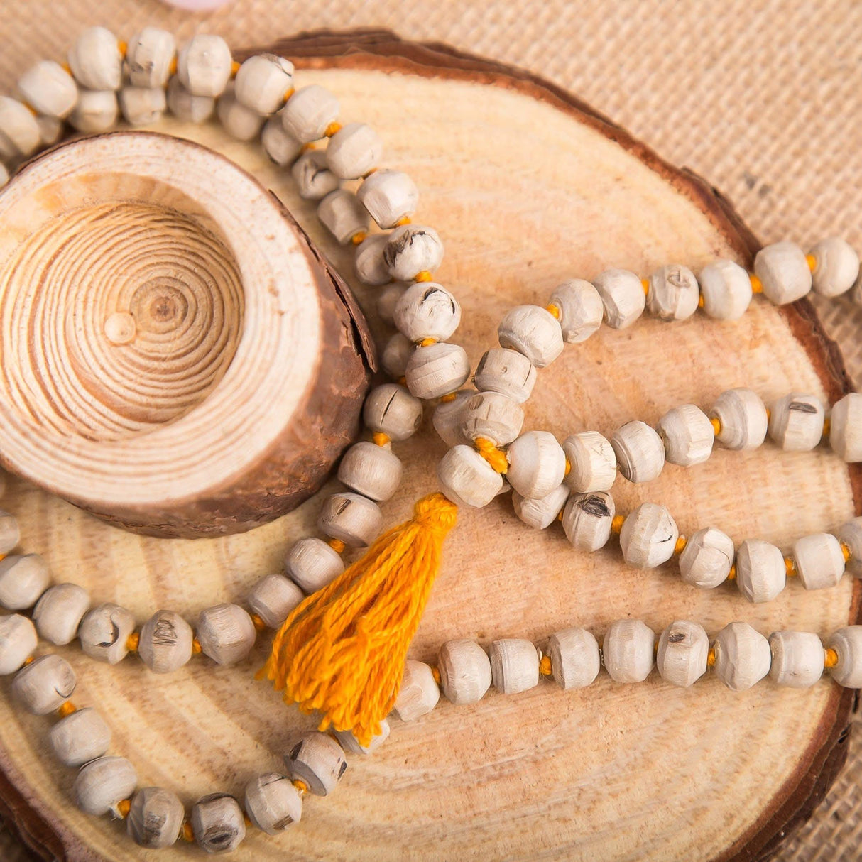 Tulsi Mala Beads Necklace Holy Basil 108 + 1 Beads Ram Japa Prayer Mala Energized Hindu Tibetan Buddhist Rosary for Chanting Mantra Hand Knotted Tulsi Neck Mala for Pooja Meditation Yoga - LoveNspire