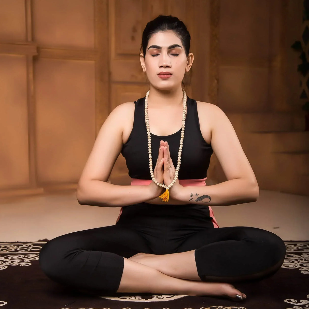 2mm Tulsi Mala Beads Necklace Holy Basil Energized Hindu Tibetan Buddhist Rosary Hand Knotted Tulsi Neck Mala for Pooja Meditation Yoga - LoveNspire