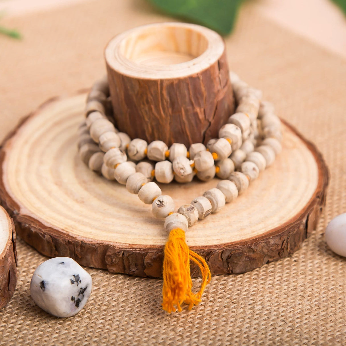 Tulsi Mala Beads Necklace Holy Basil 108 + 1 Beads Ram Japa Prayer Mala Energized Hindu Tibetan Buddhist Rosary for Chanting Mantra Hand Knotted Tulsi Neck Mala for Pooja Meditation Yoga - LoveNspire