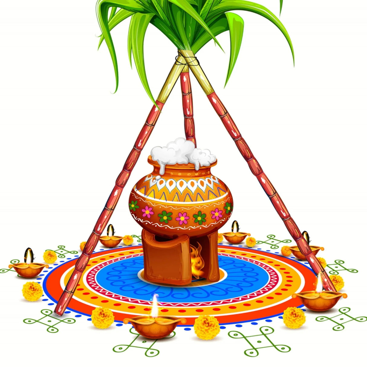 Ugadi Backdrop Banner 5x8 Feet Pongal Decor Indian Harvest Festival Background Holiday Banner Wall Backdrop for Photography Pongal Ugadi Party Celebration - Decorative Photo Props - LoveNspire