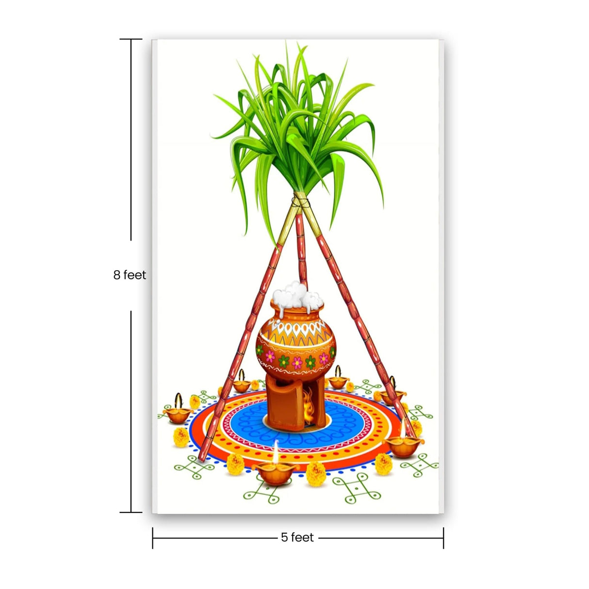 Ugadi Backdrop Banner 5x8 Feet Pongal Decor Indian Harvest Festival Background Holiday Banner Wall Backdrop for Photography Pongal Ugadi Party Celebration - Decorative Photo Props - LoveNspire