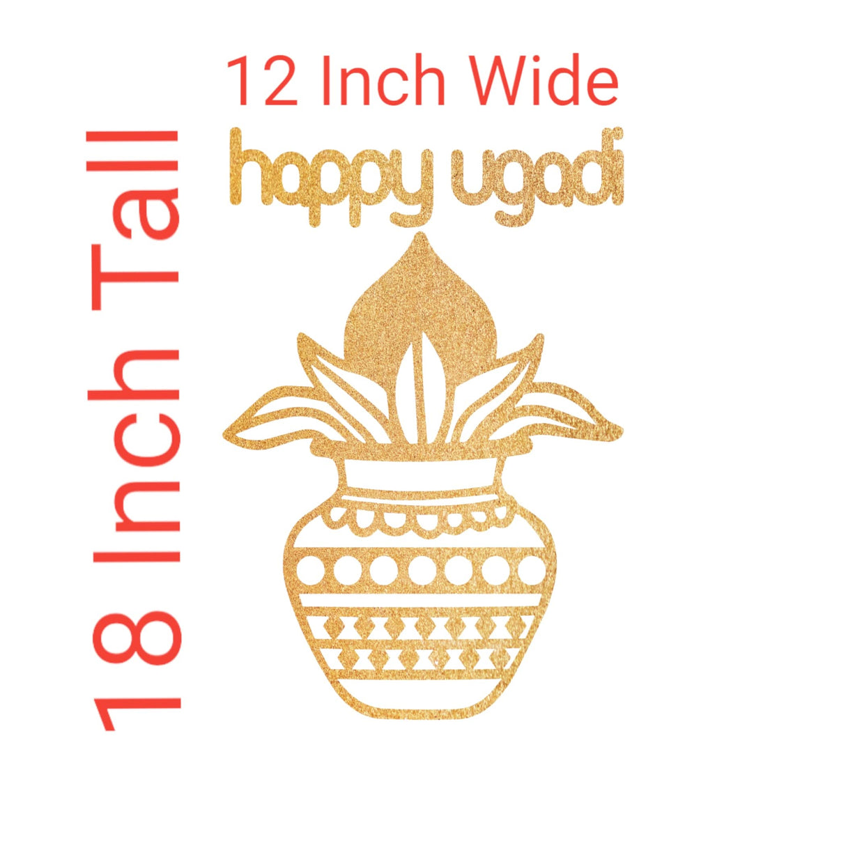 Ugadi Wall Decor Mangal Kalash Happy Ugadi Text Sticker Decorative Cutout Diy Indian Backdrop Traditional Telugu New Year Wall Decor Puja Mandir Ugadi Celebration Spiritual Gift - LoveNspire