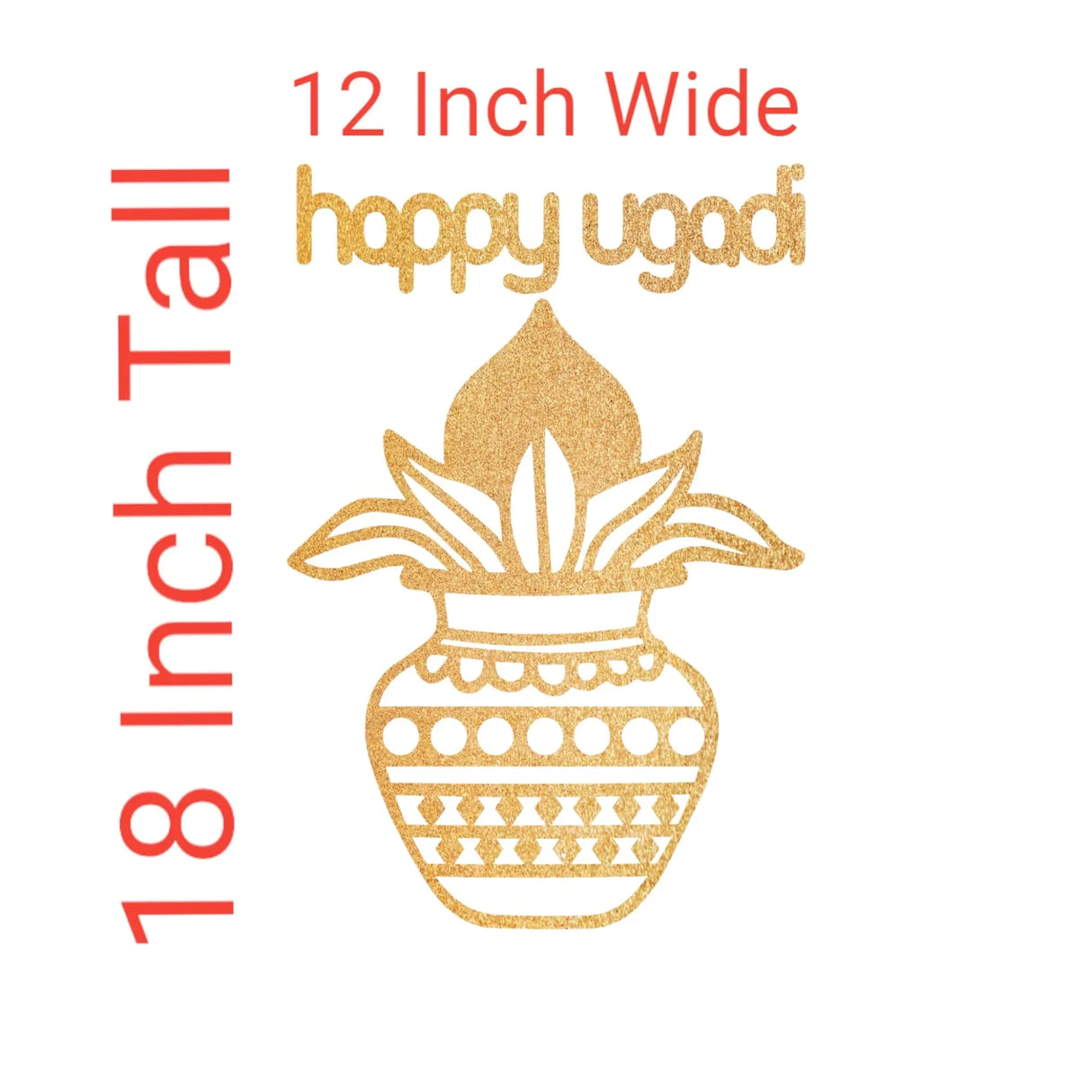 Ugadi Wall Decor Mangal Kalash Happy Ugadi Text Sticker Decorative Cutout Diy Indian Backdrop Traditional Telugu New Year Wall Decor Puja Mandir Ugadi Celebration Spiritual Gift - LoveNspire