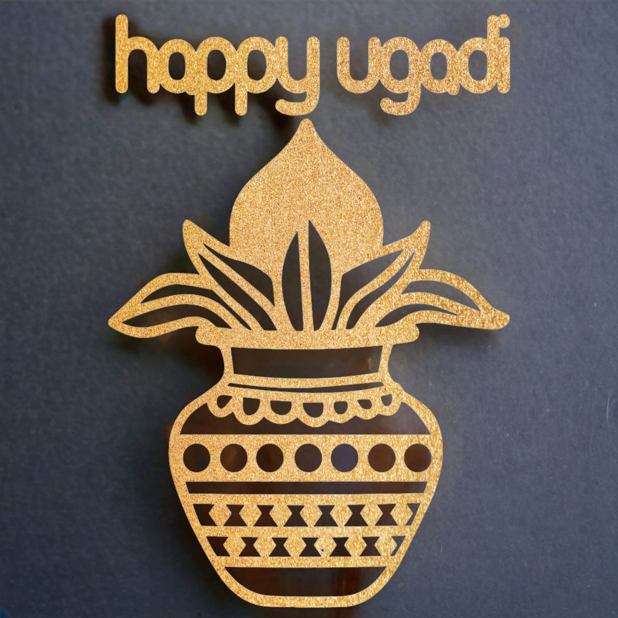 Ugadi Wall Decor Mangal Kalash Happy Ugadi Text Sticker Decorative Cutout Diy Indian Backdrop Traditional Telugu New Year Wall Decor Puja Mandir Ugadi Celebration Spiritual Gift - LoveNspire