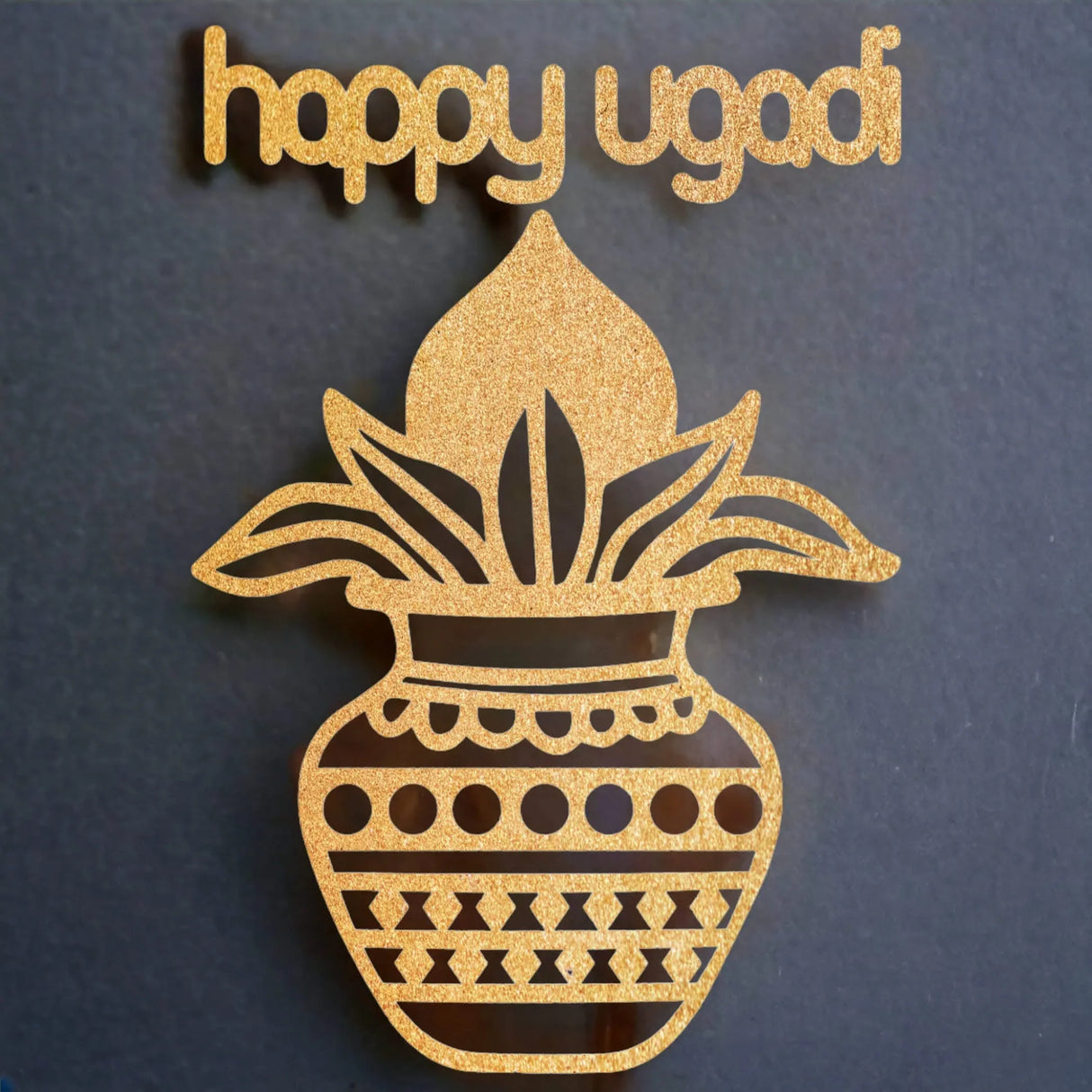 Ugadi Wall Decor Mangal Kalash Happy Ugadi Text Sticker Decorative Cutout Diy Indian Backdrop Traditional Telugu New Year Wall Decor Puja Mandir Ugadi Celebration Spiritual Gift - LoveNspire