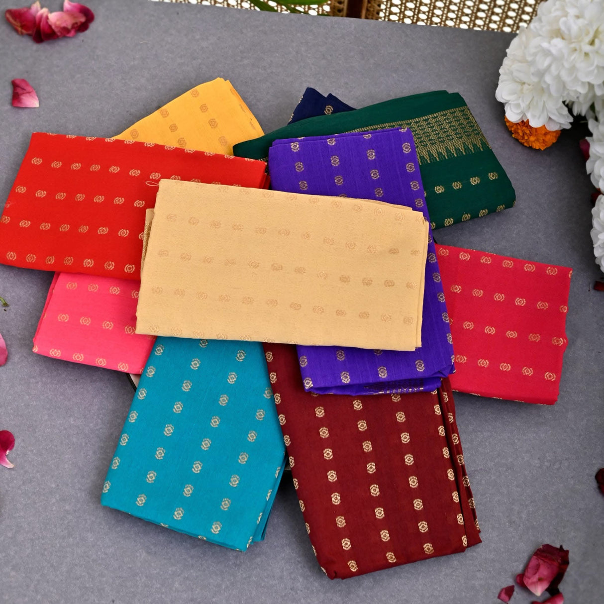 Colorful patterned fabric squares for Unstitched Blouse Pieces CottonMix for Women