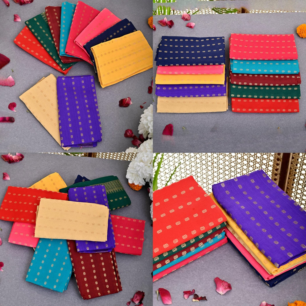 Colorful folded fabric squares for Unstitched Blouse Pieces CottonMix Assorted for Women