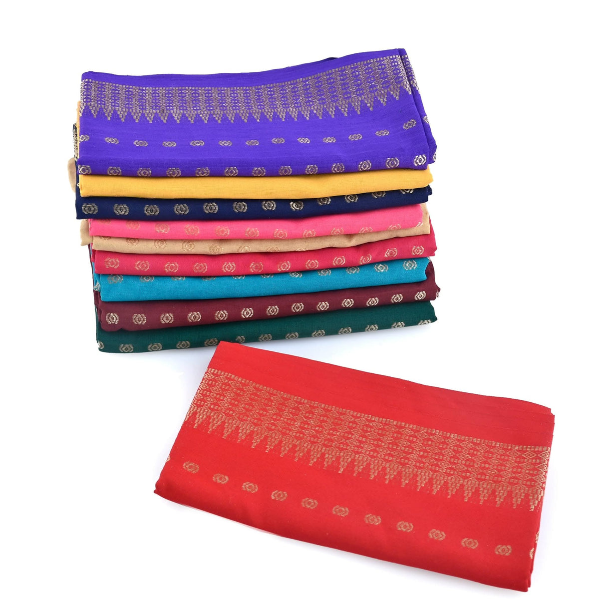 Colorful patterned folded scarves from Unstitched Blouse Pieces CottonMix Assorted collection