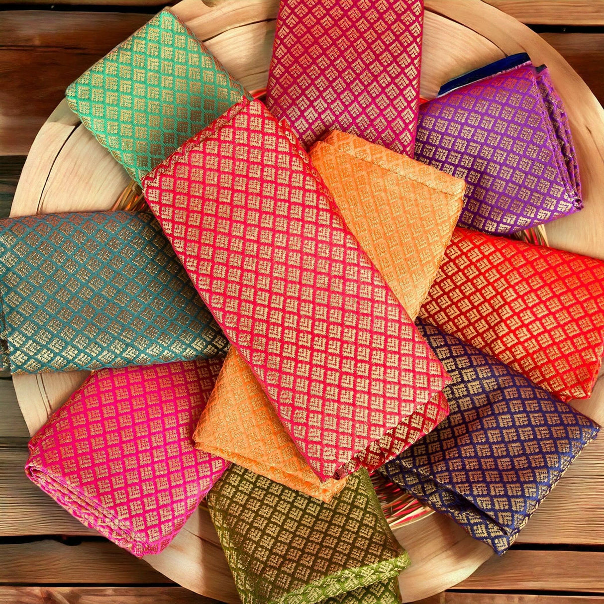 Multi Color Unstitched Saree Blouse Pieces Woven Brocade Fabric for Women Return Gifts for Pooja Housewarming Assorted Colors - LoveNspire