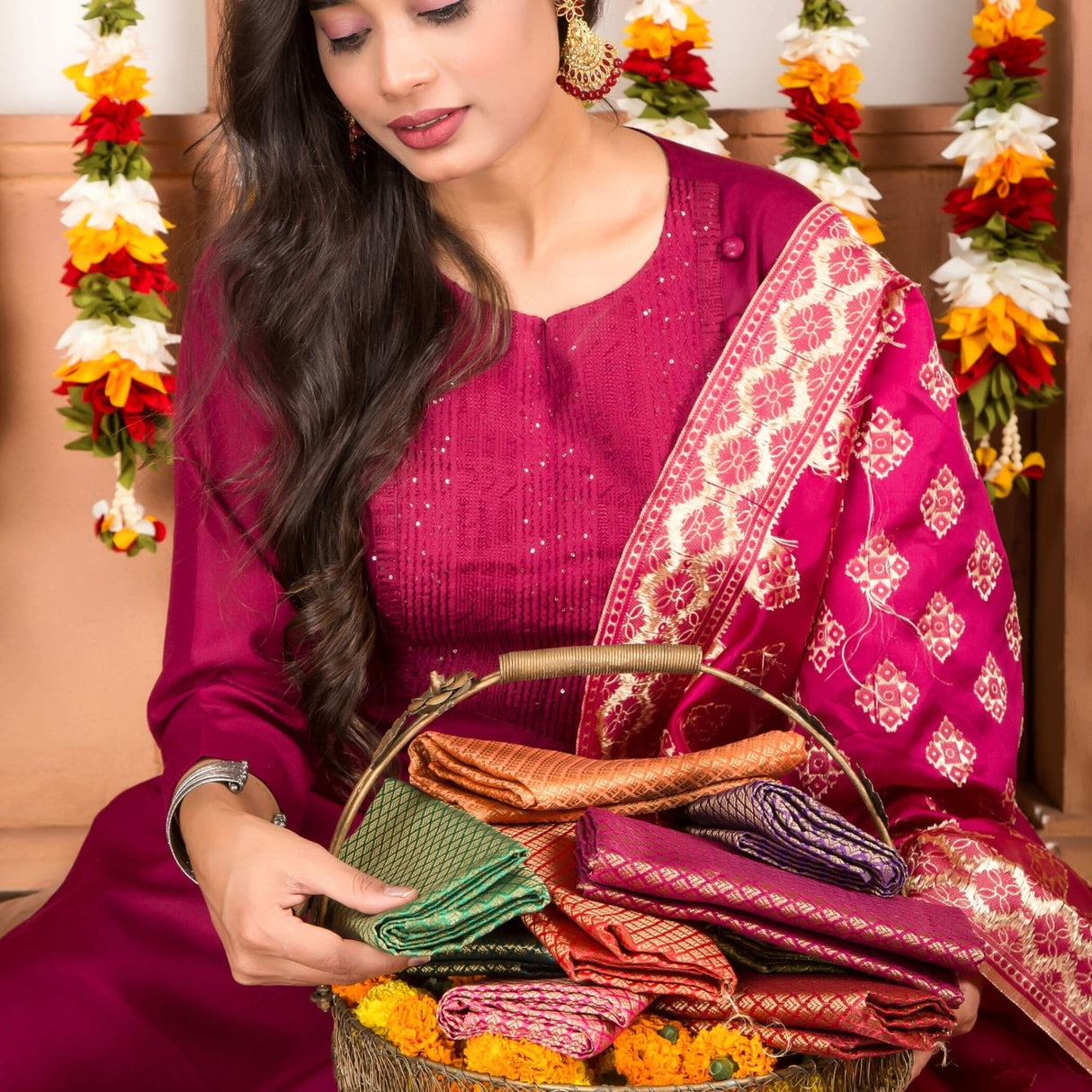 Multi Color Unstitched Saree Blouse Pieces Woven Brocade Fabric for Women Return Gifts for Pooja Housewarming Assorted Colors - LoveNspire