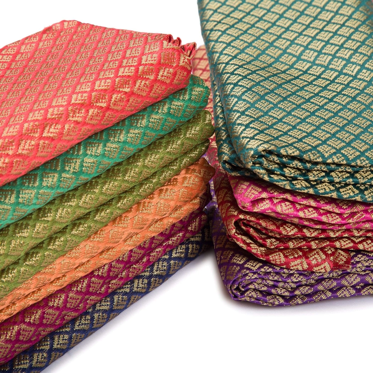 Multi Color Unstitched Saree Blouse Pieces Woven Brocade Fabric for Women Return Gifts for Pooja Housewarming Assorted Colors - LoveNspire