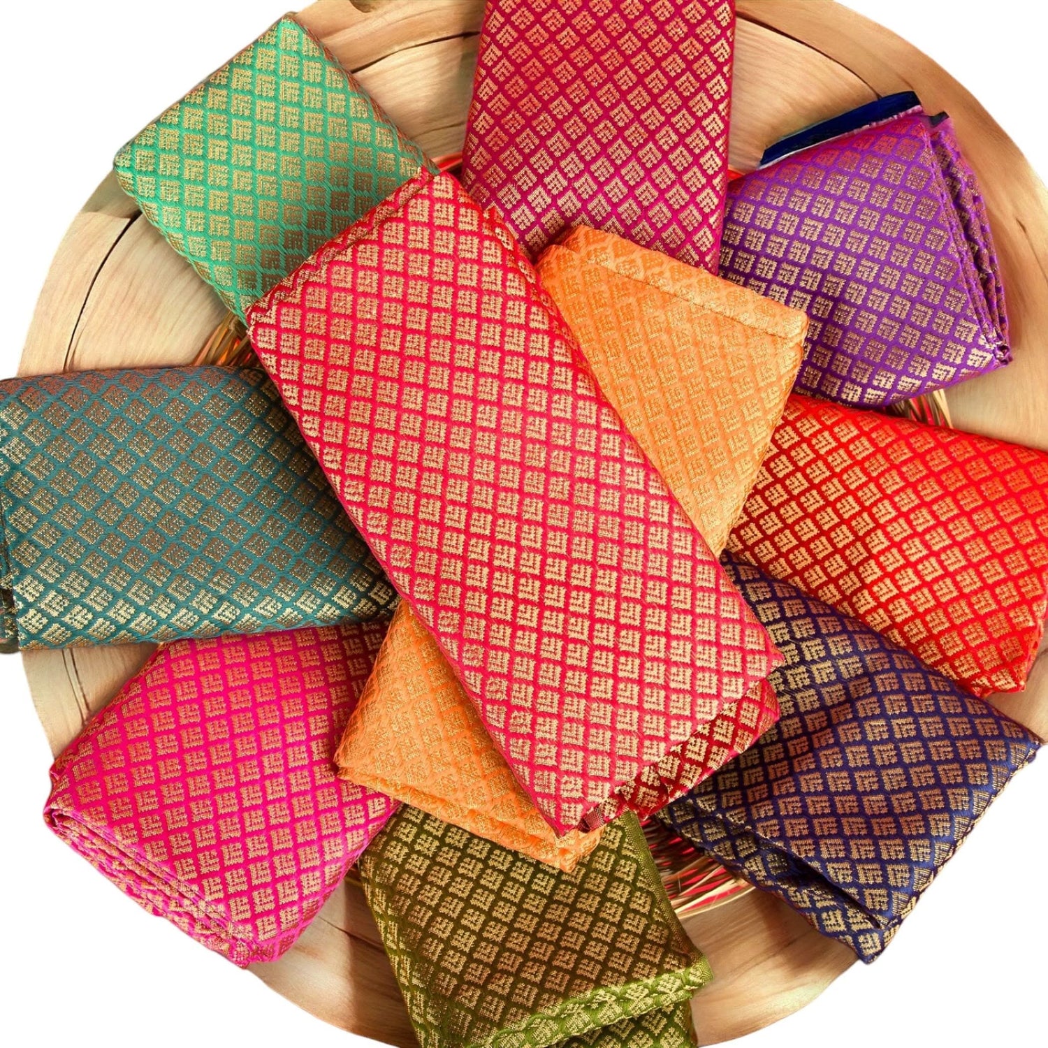 Multi Color Unstitched Saree Blouse Pieces Woven Brocade Fabric for Women Return Gifts for Pooja Housewarming Assorted Colors - LoveNspire