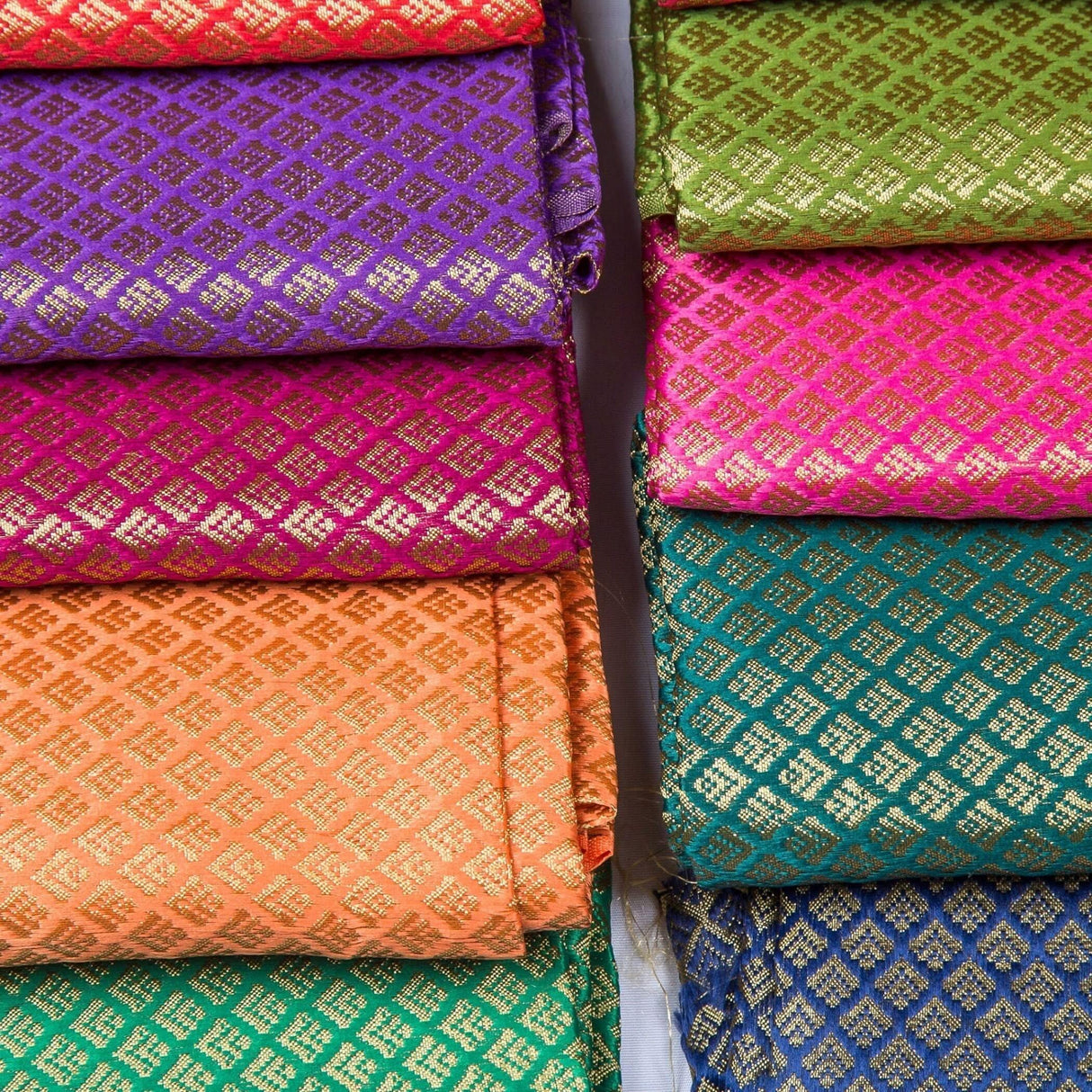 Multi Color Unstitched Saree Blouse Pieces Woven Brocade Fabric for Women Return Gifts for Pooja Housewarming Assorted Colors - LoveNspire