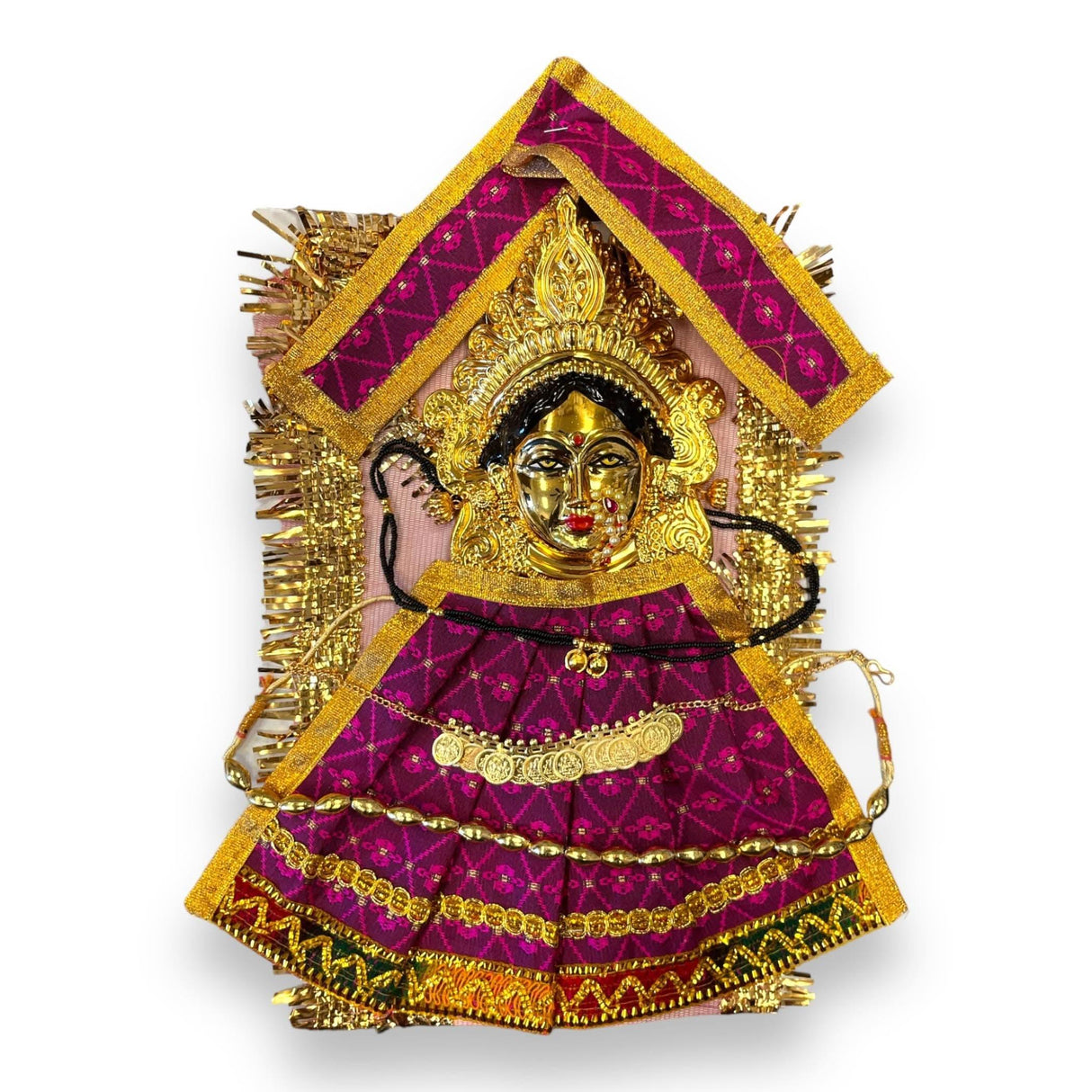 Vara Lakshmi Goddess Face Set Devi Mata Mukhota Face Idol with Dress Jewelry for Varalaxmi Vratam Navaratri Margashirsha Vratha Pooja Hindu Religious Temple Mandir - Mahalaxmi Goddess Face - LoveNspire