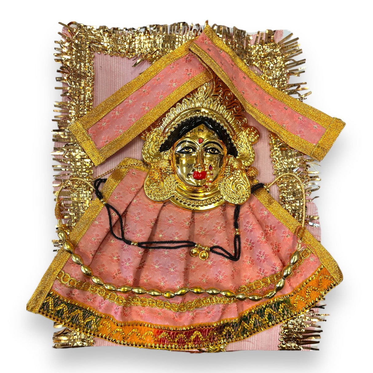 Vara Lakshmi Goddess Face Set Devi Mata Mukhota Face Idol with Dress Jewelry for Varalaxmi Vratam Navaratri Margashirsha Vratha Pooja Hindu Religious Temple Mandir - Mahalaxmi Goddess Face - LoveNspire