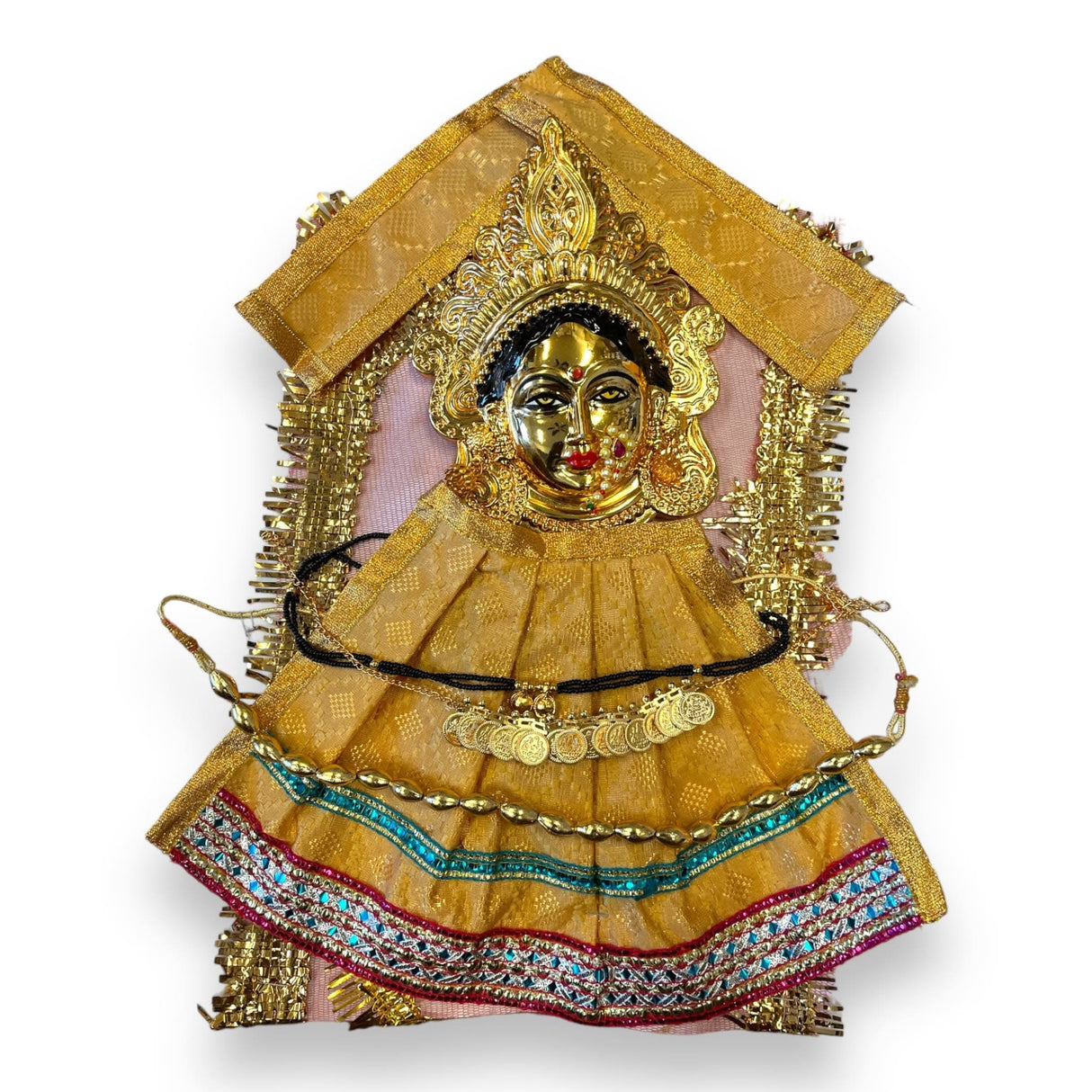 Vara Lakshmi Goddess Face Set Devi Mata Mukhota Face Idol with Dress Jewelry for Varalaxmi Vratam Navaratri Margashirsha Vratha Pooja Hindu Religious Temple Mandir - Mahalaxmi Goddess Face - LoveNspire